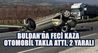 Buldan'da feci kaza: otomobil takla attı, 2 yaralı