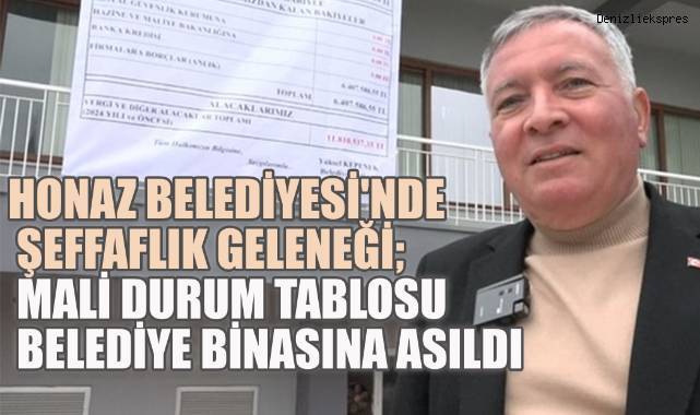 Honaz Belediyesi'nde Şeffaflık Geleneği: Mali Durum Tablosu Belediye Binasına Asıldı