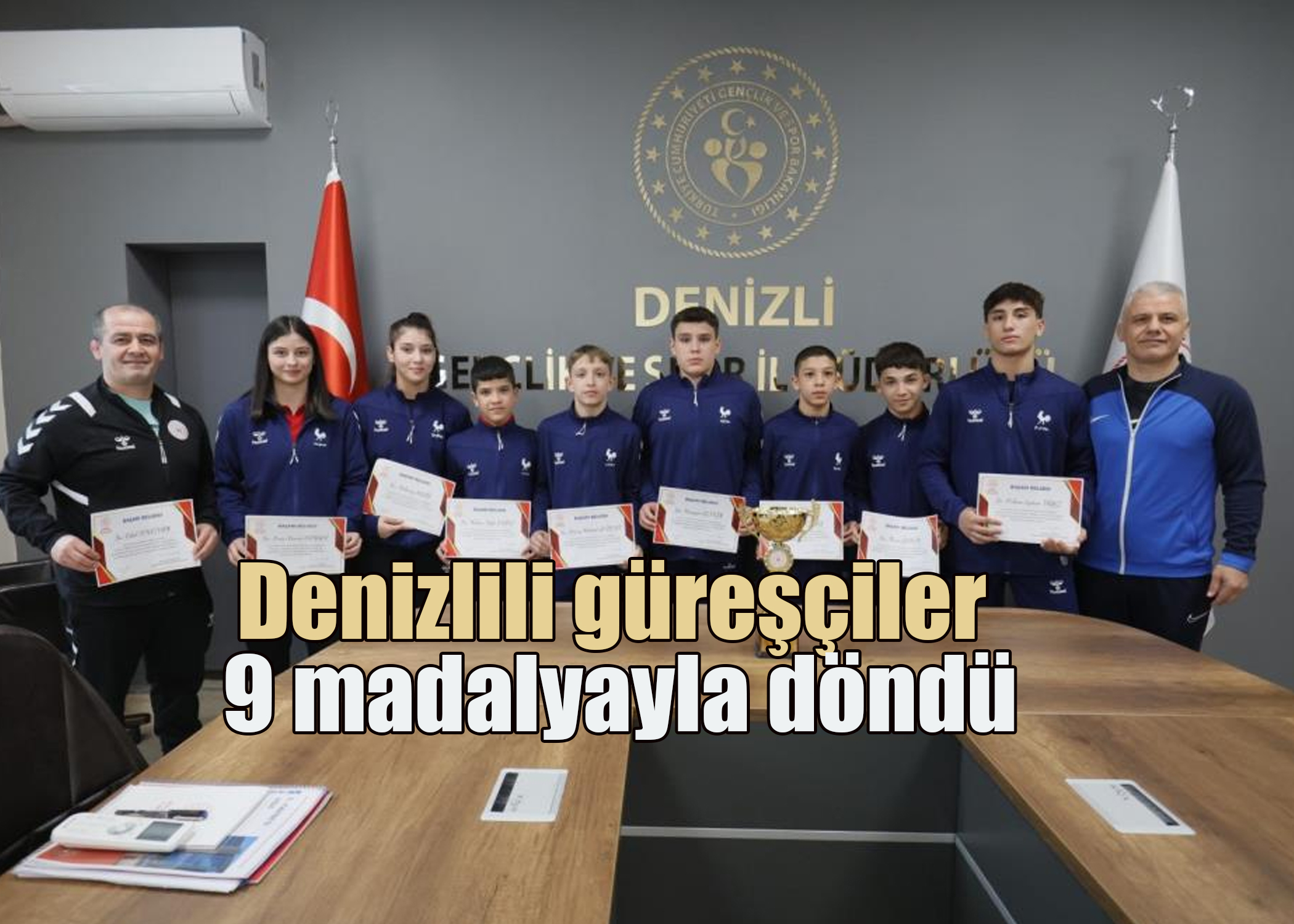 Denizlili güreşçiler 9 madalyayla döndü