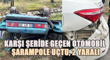 Karşı şeride geçen otomobil şarampole uçtu, 2 yaralı