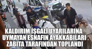 Uyarıya rağmen kaldırımda ürün sergileyen esnafa zabıta müdahale etti