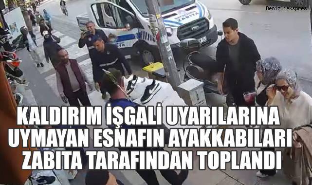 Uyarıya rağmen kaldırımda ürün sergileyen esnafa zabıta müdahale etti