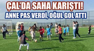 Çal Belediyespor'da Futbolun En Güzel Hali, Anneler Sahaya İndi, Çocuklarıyla Maç Yaptı.