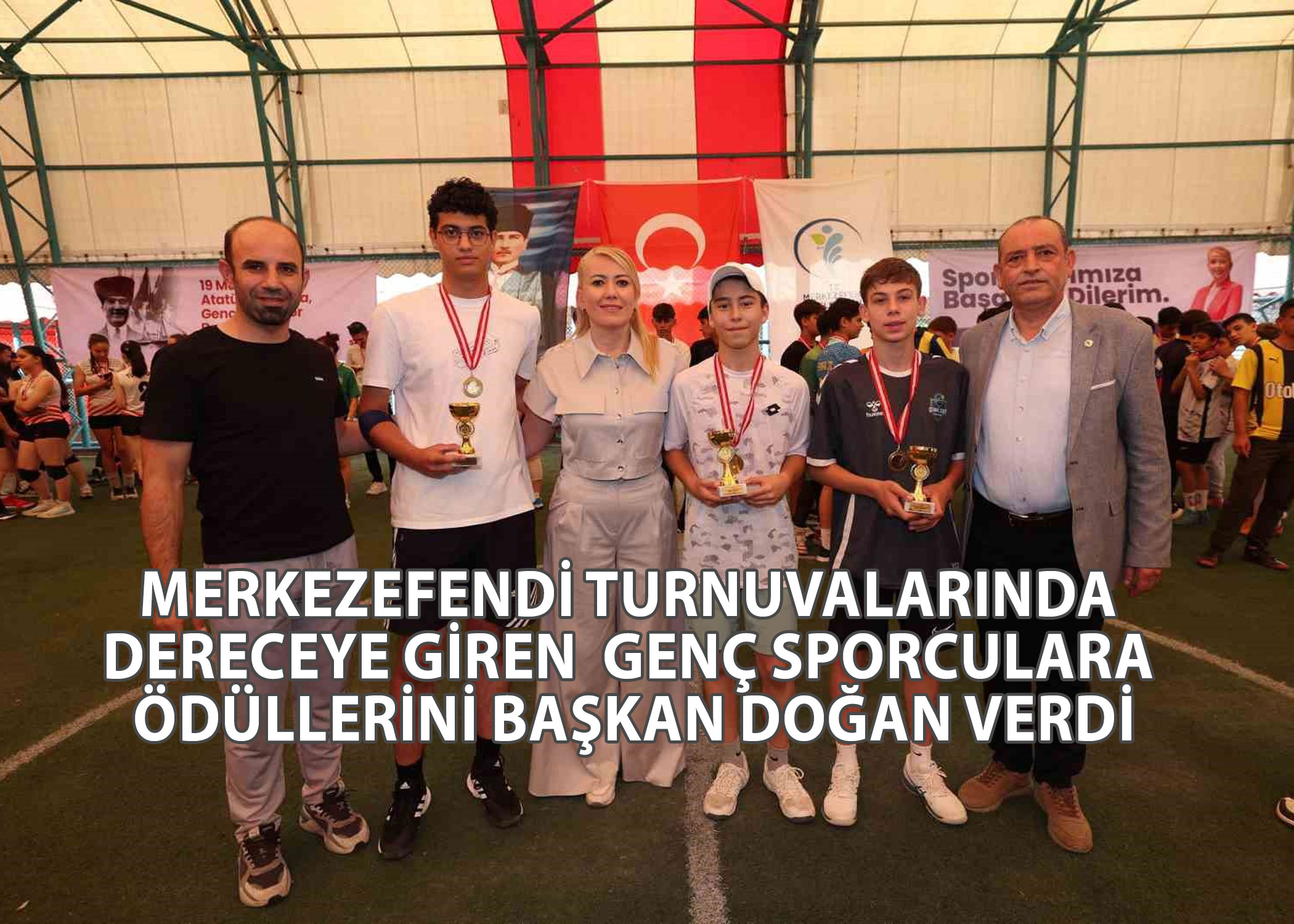 Merkezefendi turnuvalarında dereceye giren genç sporculara ödüllerini Başkan Doğan verdi