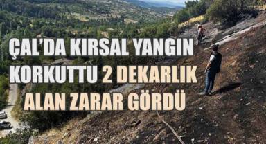 Çal’da Kırsal Yangın Korkuttu: 2 Dekarlık Alan Zarar Gördü