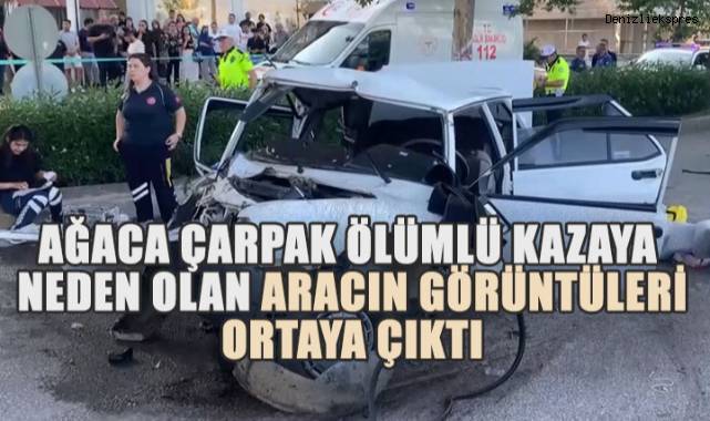 Kaldırıma Çarptı, Havalanıp Ağaca Saplandı: Denizli'de Feci Kaza Kamerada