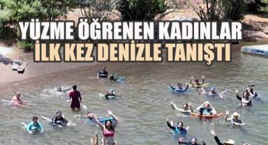 Başkan Çavuşoğlu’nun sözü gerçek oldu, yüzme öğrenen kadınlar Marmaris'te Denize girdi