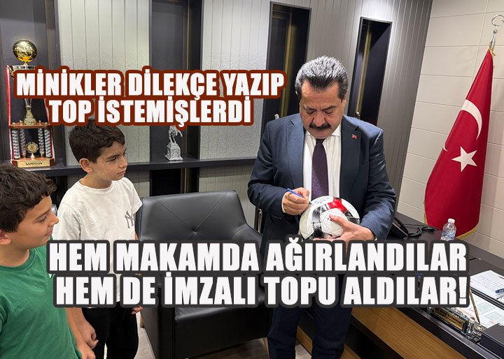 Başkan’dan Dilekçe ile Top İstemişlerdi; Hem Makamda Ağırlandılar Hem de İmzalı Topu Aldılar!