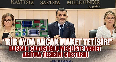 Çavuşoğlu mecliste maket arıtma tesisini gösterdi,