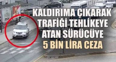 Kaldırıma Çıkarak Trafiği Tehlikeye Atan Sürücüye 5 Bin Lira Ceza