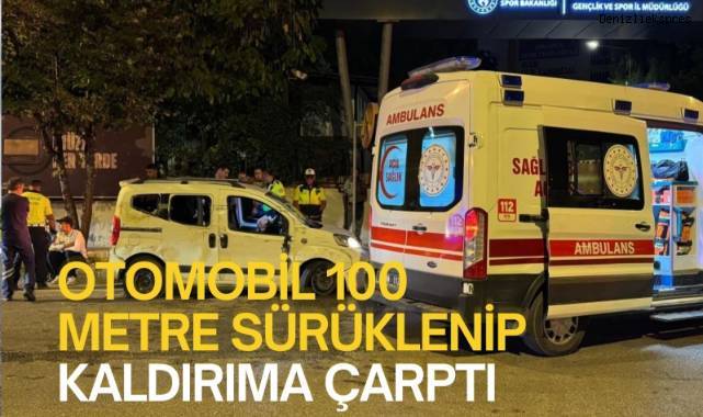 Otomobil 100 metre sürüklenip kaldırıma çarptı: 4 kişi yaralandı, 2 kişi olay yerinden kaçtı