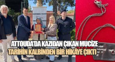 Attuda kazılarında 40 yıl sonra bulunan eşinin künyesini alırken gözyaşlarını tutamadı
