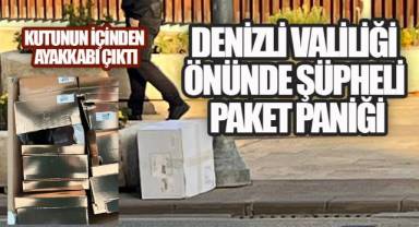 DENİZLİ VALİLİĞİ ÖNÜNDE ŞÜPHELİ PAKET PANİĞİ! KUTUNUN İÇİNDEN AYAKKABI ÇIKTI
