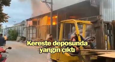 Kereste deposundaki yangın büyümeden söndürüldü