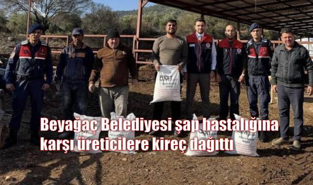 Beyağaç Belediyesi şap hastalığına karşı üreticilere kireç dağıttı