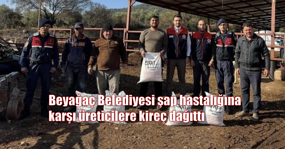 Beyağaç Belediyesi şap hastalığına karşı üreticilere kireç dağıttı