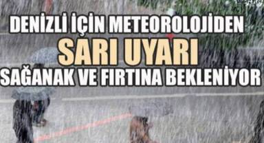 Denizli İçin Sarı Kodlu Fırtına ve Sağanak Uyarısı