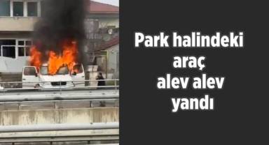 Park halindeki araç alev alev yandı