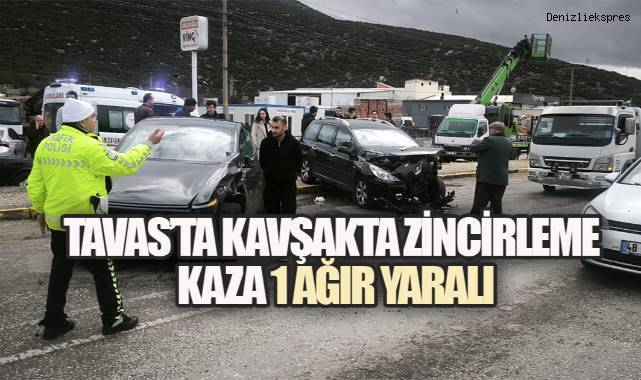 Tavas'ta Üç Araç Çarpıştı, 1 Kişi Ağır Yaralandı