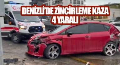 Denizli'de meydana gelen zincirleme trafik kazasında 4 kişi yaralandı 