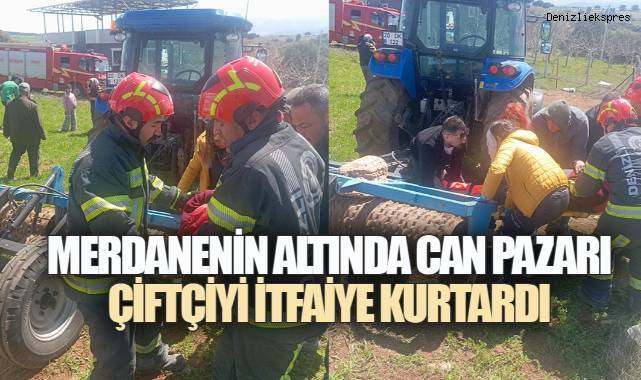 MERDANENİN ALTINDA CAN PAZARI: ÇİFTÇİYİ İTFAİYE KURTARDI
