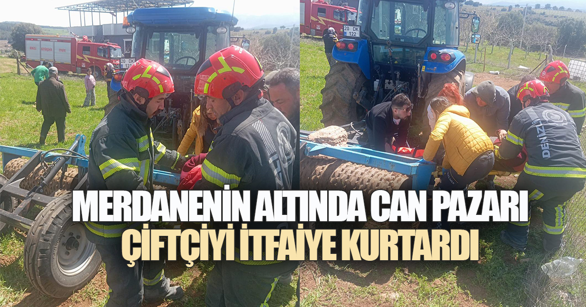 MERDANENİN ALTINDA CAN PAZARI: ÇİFTÇİYİ İTFAİYE KURTARDI