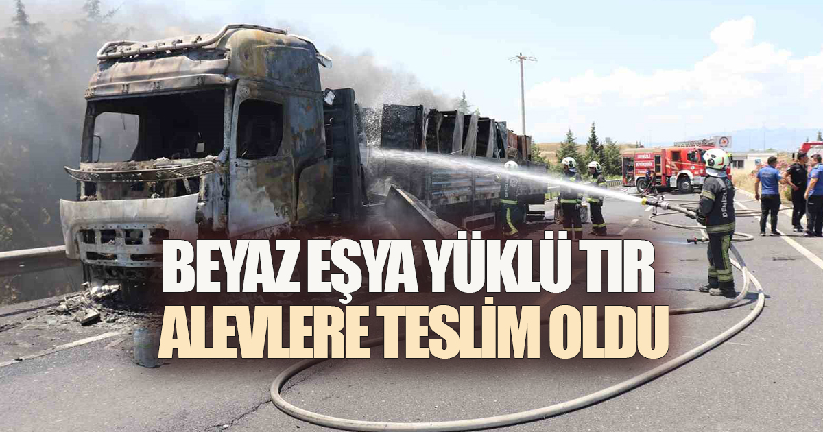 Beyaz Eşya Yüklü Tır Alevlere Teslim Oldu. Ekinler Son Anda Kurtarıldı