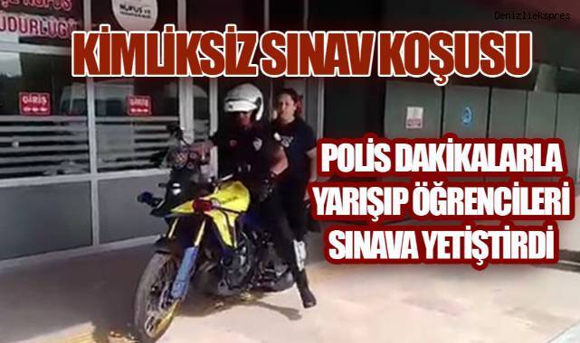 Denizli'de Sınav Sabahı Zamana Karşı Yarışan Öğrencileri Polis Motosikletle Yetiştirdi