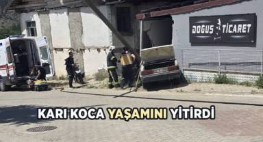 Deponun duvarına çarpan otomobildeki yaşlı karı koca hayatını kaybetti