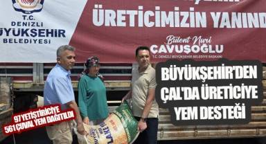 Denizli Büyükşehir'den Çal'da Üreticiye Yem Desteği