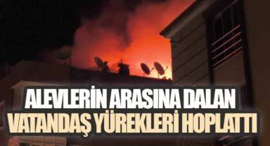DENİZLİ’DE GECE YARISI KORKUTAN ÇATI YANGINI! ALEVLERİN ARASINA DALAN VATANDAŞ YÜREKLERİ HOPLATTI