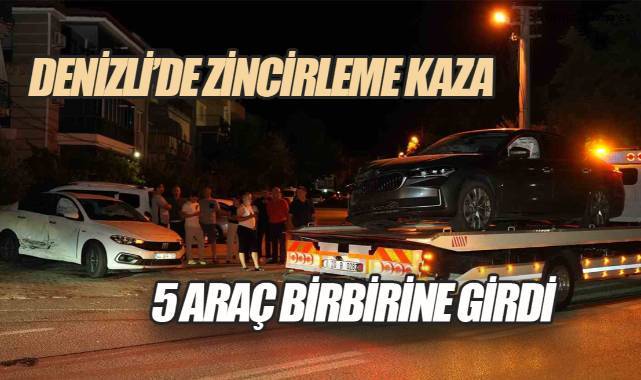 Denizli'de otomobil ortalığı savaş alanına çevirdi: 5 araç hasar gördü
