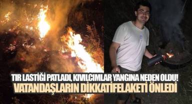 Faciaya Ramak Kaldı! Tır Lastiğinden Çıkan Kıvılcımlar Yangına Yol Açtı