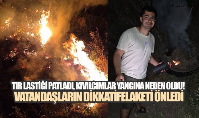 Faciaya Ramak Kaldı! Tır Lastiğinden Çıkan Kıvılcımlar Yangına Yol Açtı