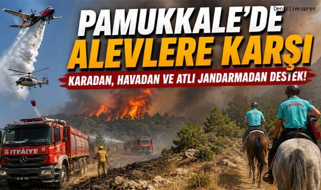 Pamukkale'de Orman Yangınına Atlı Jandarma Desteği: Araçların Giremediği Yerlere Hortum Taşıdılar